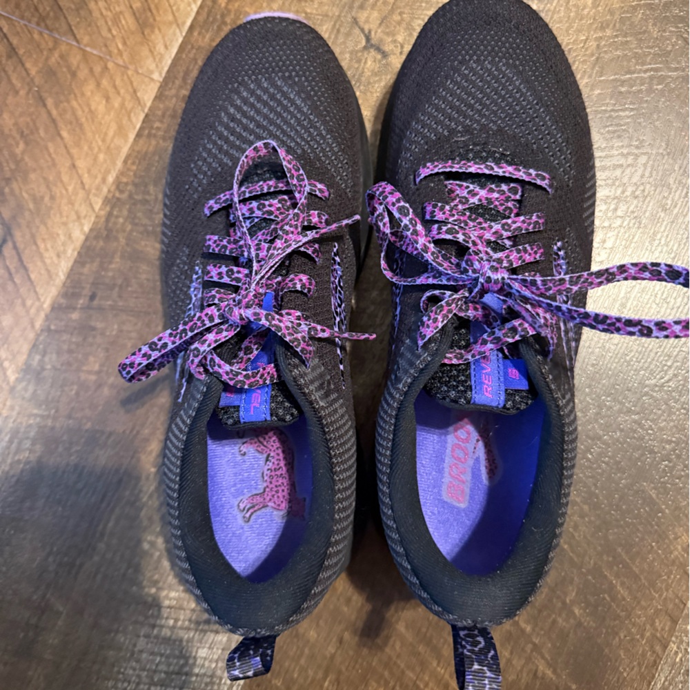 Brooks Black and Purple Sneakers with Breathable Mesh and Rubber Sole